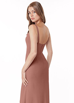 Azazie Salma Final Sale Cedar Rose Sheath Side Slit Chiffon Dress image4