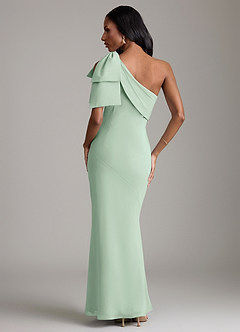 Azazie Yuanna Bridesmaid Dresses Agave Mermaid One Shoulder Chiffon Dress image6