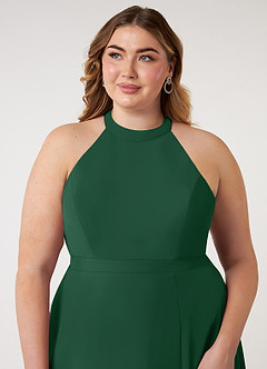 Azazie Clarice Bridesmaid Dresses Dark Green A-Line Halter Chiffon Dress image13