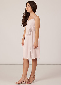 Azazie Doll Junior Rose Petal A-Line Bow Chiffon Dress image3