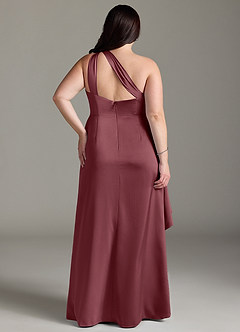 Azazie Maive Bridesmaid Dresses Desert Rose Sheath Ruched Stretch Satin Dress image7