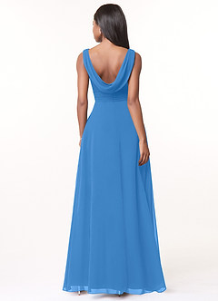 Azazie Karina Bridesmaid Dresses Blue Jay A-Line Pleated Chiffon Dress image2