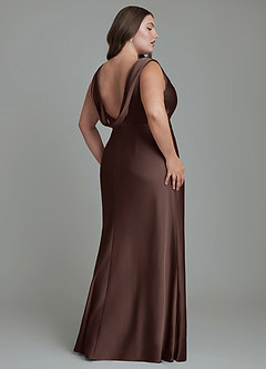 Azazie Kieryn Bridesmaid Dresses Ganache Mermaid Pleated Stretch Satin Dress image8