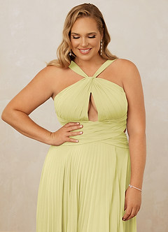 Christian Siriano Bridal for Azazie 1009 Bridesmaid Dresses Lemon Sorbet A-Line Pleated Chiffon Dress image13