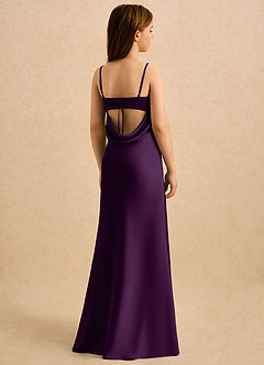 Azazie Mirabella Girls Formal Flower Girl Dresses Grape Sheath Sweetheart Neckline Stretch Satin Dress image1