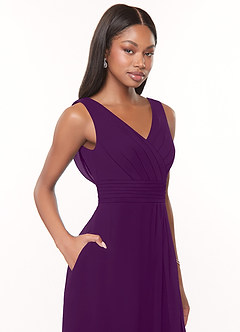 Azazie Karina Bridesmaid Dresses Grape A-Line Pleated Chiffon Dress image5