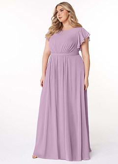 Azazie Daphne Modest Bridesmaid Dresses A-Line Ruffled Chiffon Floor-Length Dress image9