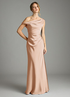 Azazie Emerson Abiti da Damigella Abito Sirena in Raso Elasticizzato a Spalla Scoperta Rosa Inglese image1