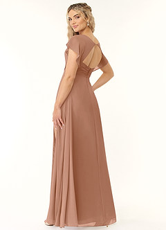 Azazie Rylee Robes de demoiselle d'honneur Robe Trapèze en Mousseline de soie Plissée Champagne Rosé image4