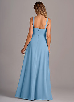 Azazie Debra Bridesmaid Dresses Steel Blue A-Line with Pockets Chiffon Convertible Dress image6