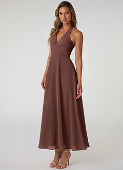 Azazie Tessie Suknie dla druhen Linia A Pofałdowany Szyfon Długość kostki Sukienka image3