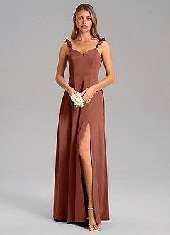 Azazie Everett Bridesmaid Dresses Clay A-Line Stretch Satin Dress image5