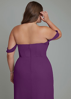 Azazie Johana Bridesmaid Dresses Grape Mermaid Off the Shoulder Chiffon Convertible Dress image14