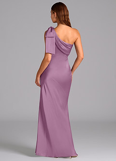 Azazie Yuanna Bridesmaid Dresses Wisteria Mermaid One Shoulder Stretch Satin Dress image2