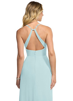 Azazie Davis Bridesmaid Dresses Sea Glass A-Line V-Neck Chiffon Dress image6