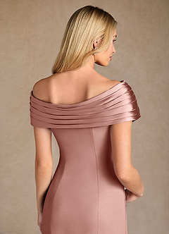 Azazie Pierce Mother of the Bride Dresses Dusty Rose Mermaid Pleated Stretch Crepe Dress image6