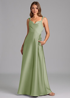 Azazie Beatrice 신부 들러리 드레스 A라인 스윗하트 네크라인 스트레치 새틴 바닥 길이 드레스 image4