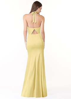 Azazie Emeria Brudtärnklänningar Klänning av Sjöjungfru i Stretch Satin Plisserad Citronsorbet image4