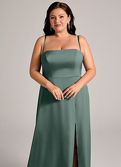 Azazie Wren Brudtärnklänningar Klä av A-Linje i Stretch Satin Axelbandslös Havsmossa Konvertibel image11
