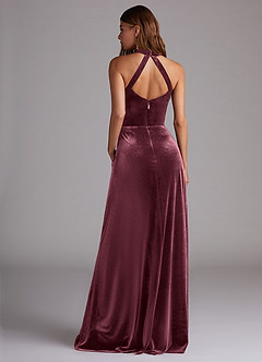 Azazie Larice Bridesmaid Dresses Raspberry A-Line with Pockets Velvet Dress image2
