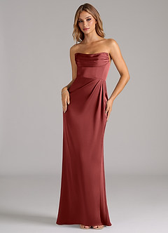 Azazie Johana Bridesmaid Dresses Terracotta Mermaid Off the Shoulder Stretch Satin Convertible Dress image5