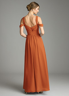 Azazie Lianne Bridesmaid Dresses Cinnamon A-Line Off the Shoulder Chiffon Dress image7