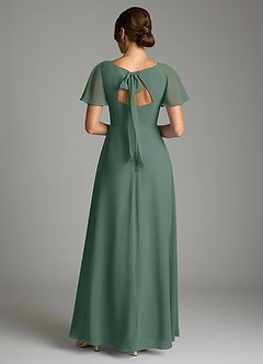 Azazie Kimber Bridesmaid Dresses Sea Moss A-Line Flounce Sleeve Chiffon Dress image3