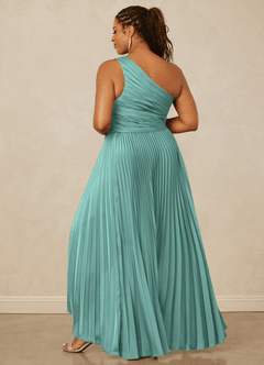 Christian Siriano Bridal for Azazie 1008 Bridesmaid Dresses Aqua A-Line One Shoulder Stretch Satin Dress image14