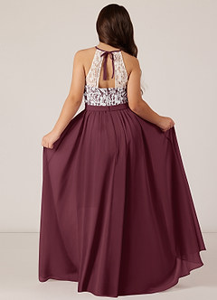 Azazie Fahari Junior A-Linie Spitze Chiffon Kleid Cabernetrot image1