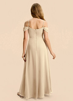 Azazie Lilly Junior Champagne A-Line Pleated Chiffon Dress image2