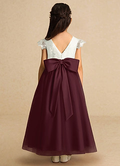 Azazie Pookie Flower Girl Dresses Cabernet A-Line Lace Tulle Dress image5