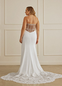 Christian Siriano Bridal for Azazie 2004 Wedding Dresses Diamond White Mocha Sheath Lace Crepe Back Satin Dress image14