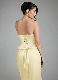 Azazie River Bridesmaid Dresses Lemon Sorbet Sheath Corset Stretch Satin Convertible Dress image16