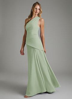 Azazie Holly Bridesmaid Dresses Dusty Sage A-Line Corset Chiffon Dress image4