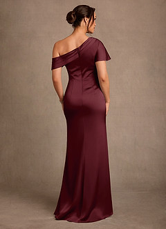 Azazie Rutha Mother of the Bride Dresses Cabernet Sheath One Shoulder Stretch Satin Dress image2