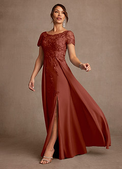Azazie Alva Mother of the Bride Dresses Auburn A-Line Lace Dress image2