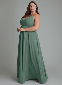 Azazie Amani Bridesmaid Dresses Sea Moss A-Line Pleated Chiffon Dress image11