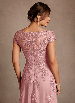 Azazie Jalinda Mother of the Bride Dresses Dusty Rose A-Line Lace Chiffon Dress image6