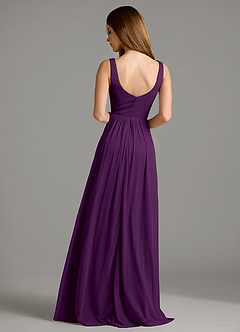 Azazie Keyla Bridesmaid Dresses Grape A-Line Pleated Mesh Dress image2