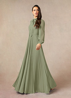 A-Line Pleated Chiffon Floor-Length Dress Azalea
