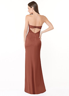 Azazie Leonis Bridesmaid Dresses Auburn Mermaid Pleated Stretch Satin Convertible Dress image5