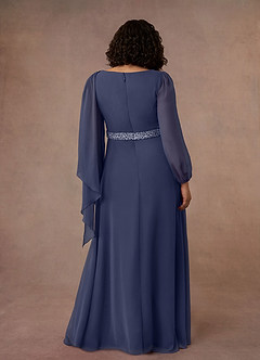 Azazie Priyanka Mother of the Bride Dresses Stormy A-Line Boatneck Pleated Chiffon Dress image8