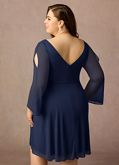Azazie Teraso 신부의 어머니 드레스 A라인 망사 무릎 길이 드레스 image7