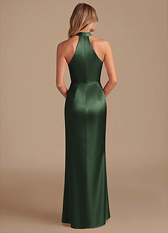 Azazie Karlotta Bridesmaid Dresses Eucalyptus Sheath Pleated Metallic Satin Dress image2