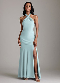 Azazie Lorena Bridesmaid Dresses Mist Mermaid Pleated Chiffon Dress image1
