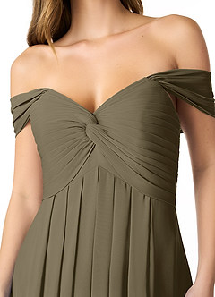 Azazie Kaitlynn Abiti da Damigella Abito Convertibile Impero in Chiffon Increspato Willow Green image5