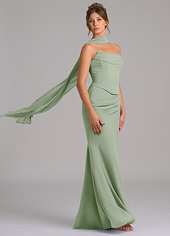 Azazie Sorrel Bridesmaid Dresses Dusty Sage Mermaid Corset Chiffon Dress image3