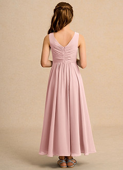 Azazie Ducky Girls Formal Flower Girl Dresses Powder Pink A-Line Pleated Chiffon Dress image2