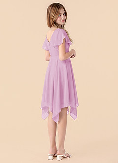 Azazie Janeaurelia Junior Vestido Rosa Caramelo de Gasa de Corte en A con Plisado image2