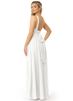 Azazie Kora Bridesmaid Dresses White A-Line Pleated Chiffon Dress image3